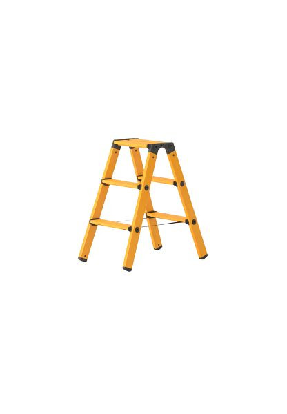HYMER GFK Stufenstehleiter, beidseitig begehbar, 2x3 Sprossen/Stufen, 392406