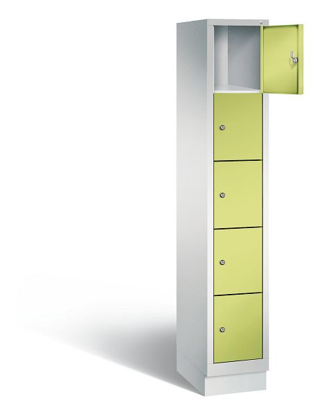 C+P Schließfachschrank Evolo, H1800xB320xT500mm, Farbe: Lichtgrau / Viridingrün, 48020-105 S10069