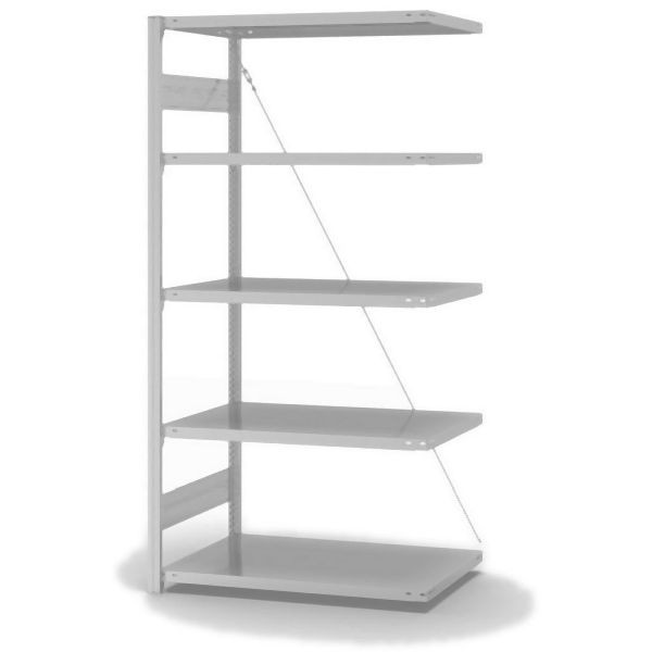 hofe Anbauregal, zerlegt, 5 Böden 2000 x 600 x 1000 mm, lichtgrau ähnlich RAL 7035 ableitfähig kunststoffbeschichtet, HKA20610ESD