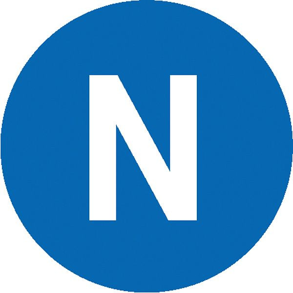 SafetyMarking Etiketten -Kennzeichnung elektrischer Leiter-, N (Neutralleiter), Ø 1,25 cm, Folie, selbstklebend, VE: 40 Stück/Bogen, 30.1518