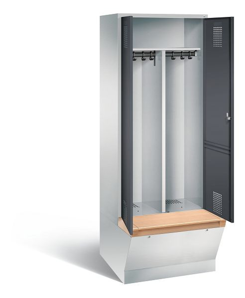 C+P Schwarz-Weiss-Spind Evolo, H2090xB810xT815mm, Farbe: Lichtgrau / Schwarzgrau, 48056-22 S10172