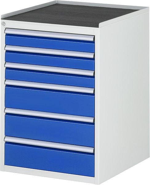 RAU Schubladenschrank Serie 7000, B580xT650xH825mm, Schubladen: 3xH90, 3xH150mm, Metallauflage, 03-L5.9A-MT.11