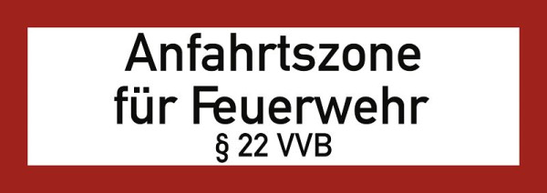 Moedel Anfahrtszone für Feuerwehr § 22 VVB, Aluminium, 594x210 mm, 57519