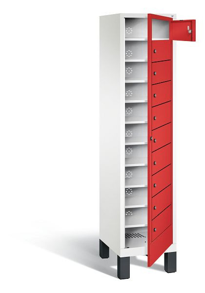 C+P Wäsche-Sammelschrank Evolo, H1850xB420xT500mm, Farbe: Verkehrsweiß / feuerrot, 48060-110 S10118