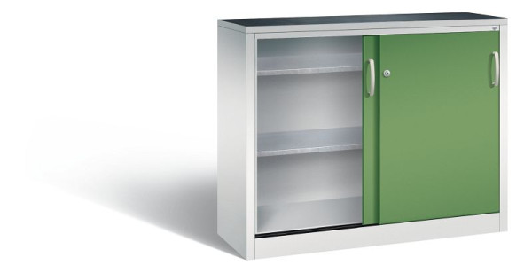 C+P Schiebetürenschrank Acurado, H1000xB1200xT400mm, Farbe: Lichtgrau / Resedagrün, Bügelgriff, 2046-09 S10061