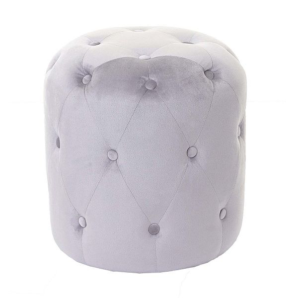 Mendler Hocker HWC-D22, Sitzhocker Ottomane, 42x39cm, Samt hellgrau, 62515