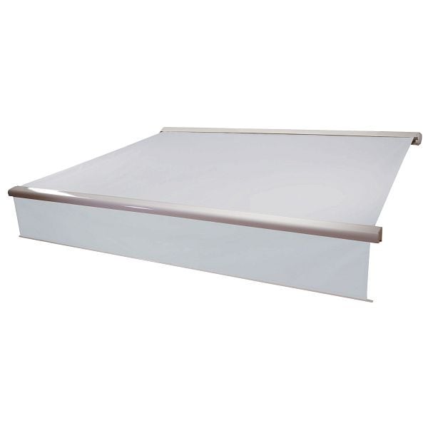 Mendler Elektrische Vollkassetten-Markise T124, 4,5x3m ausfahrbarer Volant, Acryl Creme, 37860+34295+35606