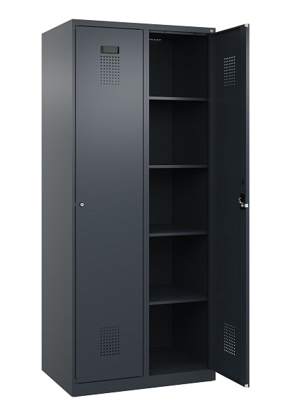 C+P Wäsche-Spind Evolo PLUS, 2 Abteile, 1850x800x500mm, 7016/7016, Verschluss Zylinderschloss, Ablageböden 8, 049000-22B S10043