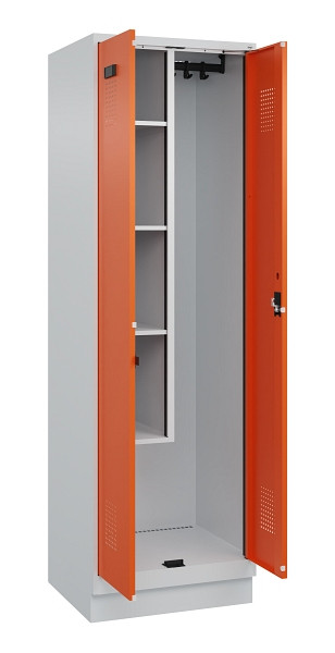 C+P Putzmittel-Spind Evolo PLUS, mit Sockel, 2 Abteile, 1950x600x500mm, 7035/200, Zylinderschloss, 049120-00 S10029