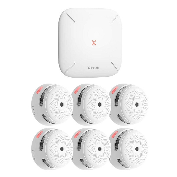 X-Sense FS61 RF-Rauchmelder-Set mit Basisstation SBS50 und 6x Smart-Rauchmelder XS01-M, xsfs61
