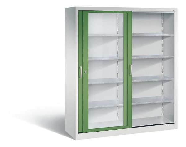 C+P Schiebetürenschrank Acurado, H1950xB1600xT500mm, Farbe: Lichtgrau / Resedagrün, Bügelgriff, 2159-055 S10051
