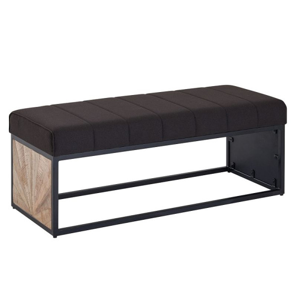 Wohnling Sitzbank Stoff Schwarz 105x40x40 cm Flur Polsterbank mit Metallgestell, Design Bettbank Schlafzimmer, Flurbank Garderobenbank, WL6.487