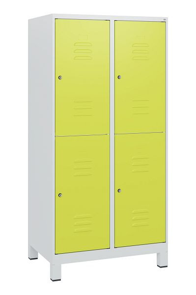 C+P Doppelstöckiger Spind Classic PLUS, Füße, 2 Abteile, 1630x800x500mm, 7035/0024, Zylinderschlösser, 0803105-22 S10040