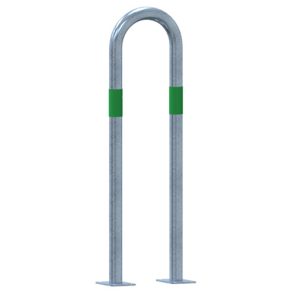 STEIN HGS Absperrbügel zum Aufdübeln aus Stahlrohr Ø 48 mm, Breite 300 mm, silber, grün, grün, 80469.0005
