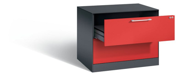 C+P Karteischrank Asisto, H710xB800xT600mm, Farbe: Schwarzgrau / feuerrot, Bügelgriff, 146273-222 S10028