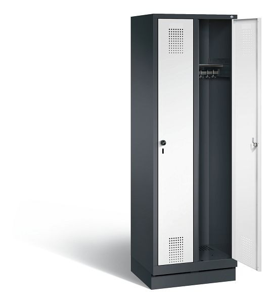 C+P Garderobenschrank Evolo, H1800xB610xT500mm, Farbe: Schwarzgrau / Verkehrsweiß, 48020-20 S10861