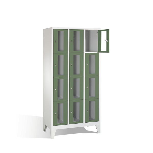 C+P Schließfachschrank Classic, H1850xB900xT500mm, Farbe: Lichtgrau / Resedagrün, 8010A304 S10004