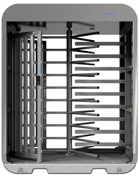 SCHAKE-VECTOR Drehkreuz V-Turnstile-Guard, Elektromechanisch, verzinkt, einseitig lokale Zutrittskontrolle, mit Bauzaunmodul, VPDT22VEB0137