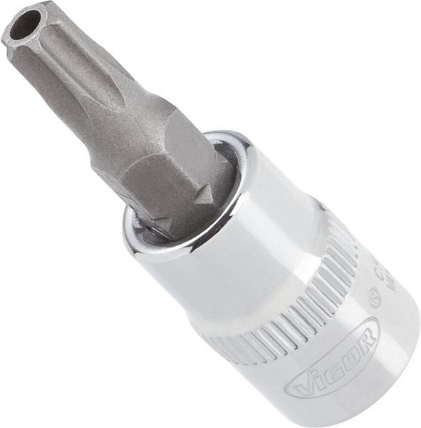 VIGOR Schraubendreher-Einsatz, Vierkant hohl 6,3 mm (1/4 Zoll), Tamper Resistant TORX Profil, T27H, VE: 10 Stück, V2141