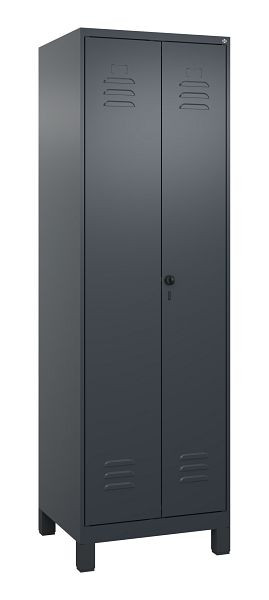 C+P Mehrzweckschrank Classic PLUS, Füße, 2 Abteile, 1950x600x500mm, 7016/7016, Drehriegel, Türen zueinanderschlagend, 080012-20B S10012