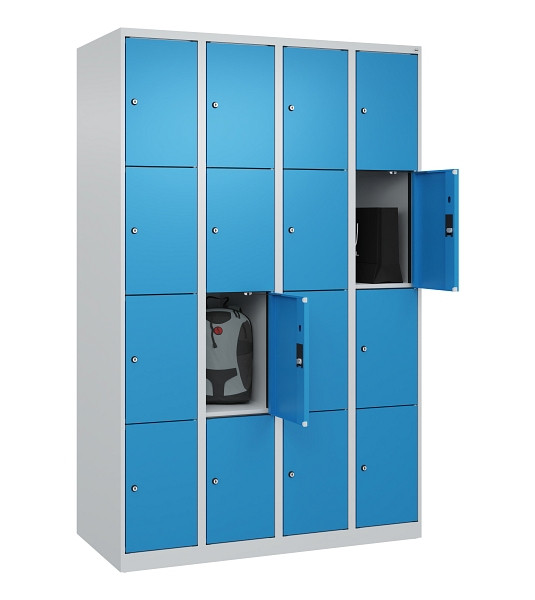 C+P Schließfachschrank Evolo PLUS, 16 Fächer, 1850x1200x500mm, 7035/5012, 049000-404 S10007