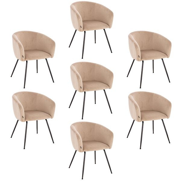 HOME DELUXE Esszimmerstuhl ARIA Samt Beige - Stückzahl: 7, 55976