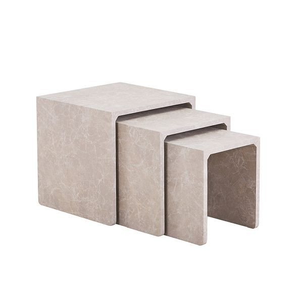 HOME DELUXE Beistelltisch 3er Set IRIMA – Marmor Beige, 57845