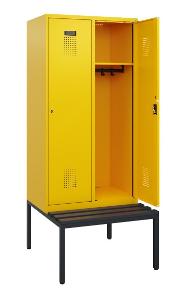 C+P Spind Evolo PLUS, 2 Abteile, 1950x800x815mm, 1023/1023, Zylinderschloss, Material Sitzfläche Kunststoff, Sitzbank, 0490505-22 S10103