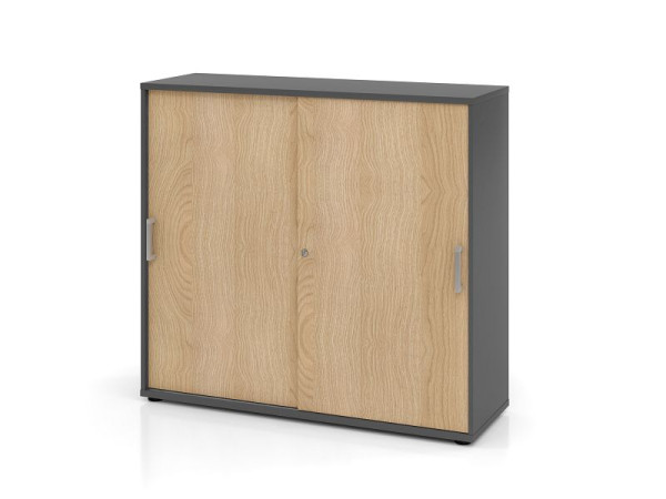 Hammerbacher Schiebetürschrank 3OH 120cm CE Graphit/Eiche, V1753S/G/E/CE