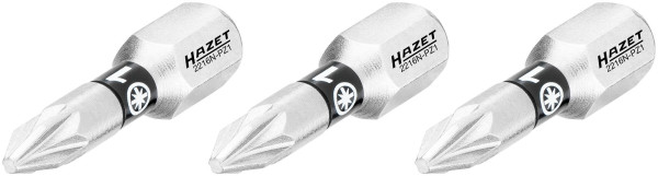 Hazet Bit, Sechskant massiv 6,3 (1/4 Zoll), Pozidriv Profil PZ, PZ1, Anzahl Werkzeuge: 3, Schlüsselweite: PZ1, 2216N-PZ1/3