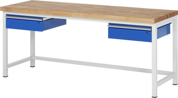 RAU Werkbank Serie 8000 - Gestell-Bauweise (Schweißgestell), 2x Schublade, 2000x840x700 mm, 03-8002A1-207B4S.11