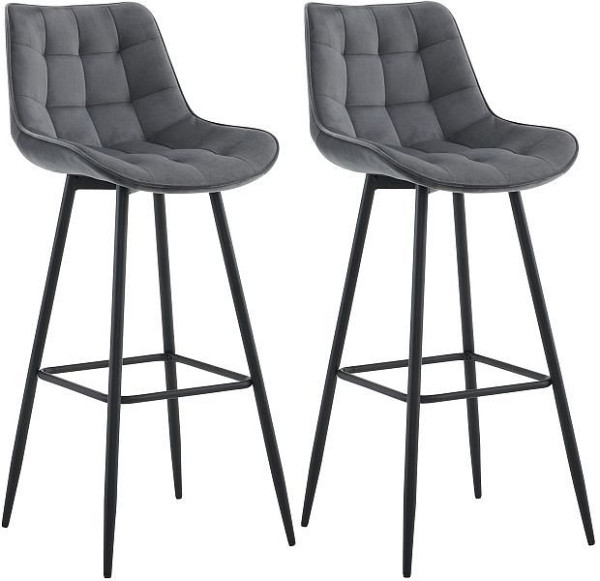 CLP Barhocker Dartford Samt, dunkelgrau, VE: 2 Stück, 325344