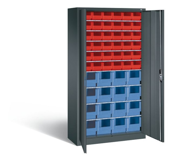 C+P Magazinschrank Serie 13, H1980xB1000xT420mm, Farbe: Anthrazitgrau, Muldengriff, 133144-25 S10017