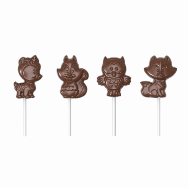 Schneider Schokoladen Form - Lolli Waldtiere, 275 x 135 x 24 mm / Fuchs: 65,6 x 55 x 14 mm - 20,5 gr, 421934