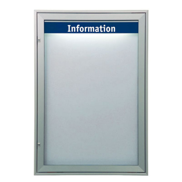 Stein HGS Schaukasten -Infomedia M- mit Sicherheitsschloss, Scriptblech, weiß, silber eloxiert, 240mm/190mm, Maße (BxH): 1000 x 1440 mm, 21427-010301