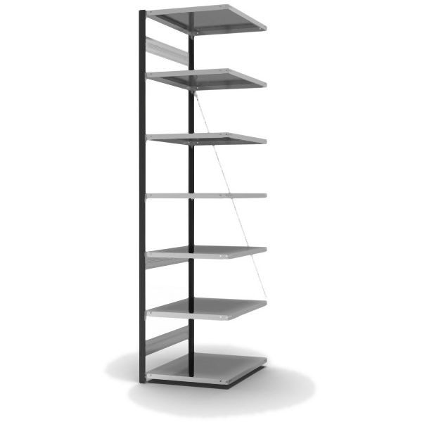 hofe Anbauregal, zerlegt, 7 Böden 3000 x 800 x 750 mm, verzinkt Stützprofile - anthrazitgrau/RAL 7016, HAA308007XL