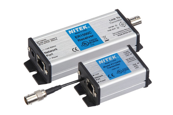 Nitek Ethernet, PoE Extender, Koax, 1 Port, Erweiterung um 500m Set aus 1x ER1500C/1x ET1543C, EL1500C