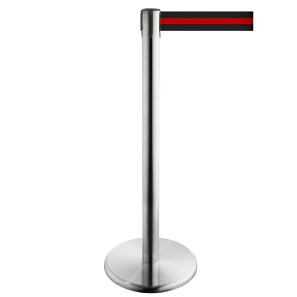 Stein HGS Personenleitsystem -P-Line Future-, Edelstahl, schwarz/rot waagerecht (geblockt), mit Gurtendstück (Standard), 15701-0602