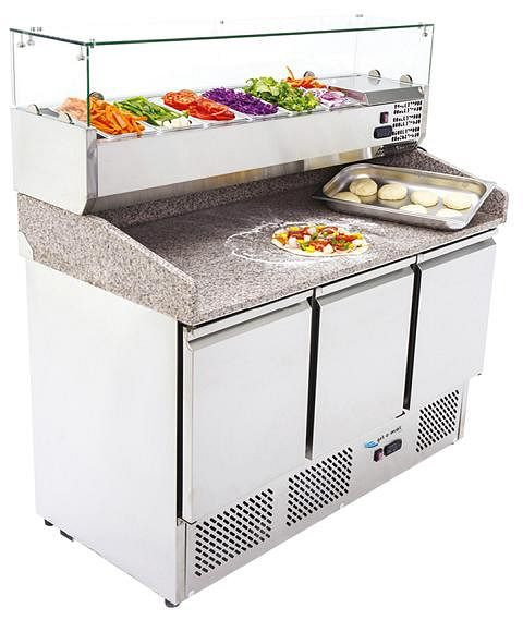 gel-o-mat Pizza Kühltisch, Modell ESL3852GR mit 3 Türen, 67PKT.3GL