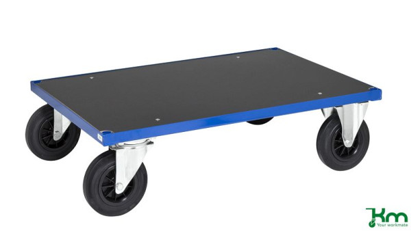Kongamek Plattformwagen, 2 Bock- und 2 Lenkrollen aus Vollgummi mit Bremsen, 1000 x 700 x 260 mm, Serie 300, KM330-2B