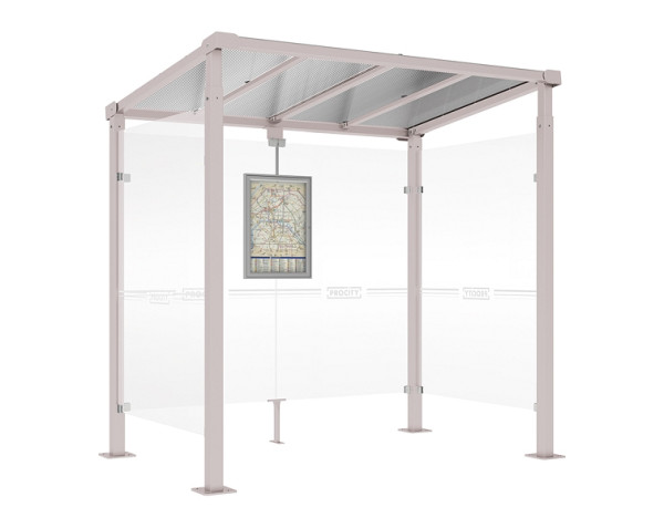 Procity Wartehalle Milano - 2 Seitenverkleidungen, Farbe RAL 7044, Maße: Breite 2500 x Höhe 2545 x Tiefe 1824 mm, 529242.7044
