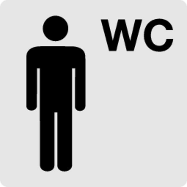 Schilder Klar Piktogrammschild WC Herren mit Symbol, 60x60x0.5 mm Aluminium glatt, 1218/51