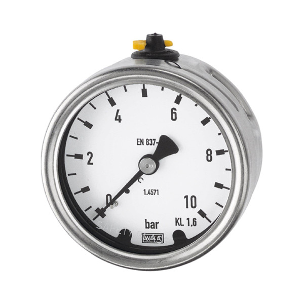 Wika Manometer, CrNi-Stahl, G 1/2 hinten exzentrisch, 0 - 2,5 bar, Ø 100, 134040