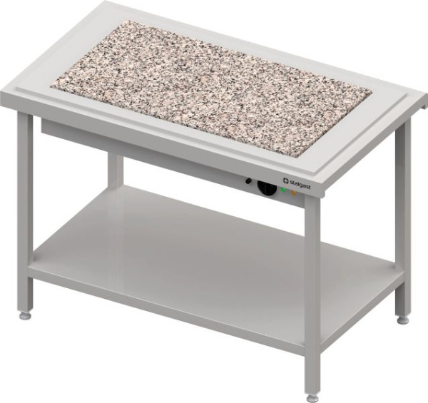 Stalgast Edelstahl Warmausgabe mit einer Wärmeplatte aus Granit 4x GN1/1, 1570x750x880, Granitabdeckung "Standard G1", CF15207