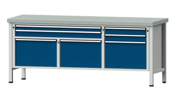 ANKE Werkbänke Kastenwerkbank, Modell 281 V, 2000 x 700 x 850 mm, RAL 7035/5010, ZBP 50 mm, 304.530