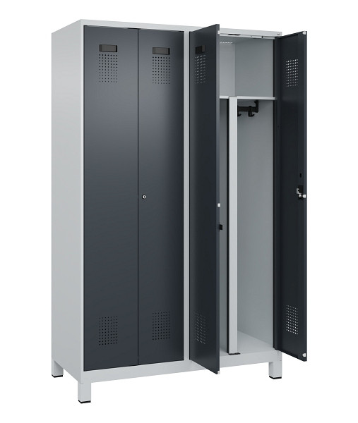 C+P PSA Schwarz-Weiß-Spind Evolo PLUS, mit Füßen, 4 Abteile, 1950x1200x500mm, 7035, Frontfarbe RAL 7016 Anthrazitgrau, Zylinderschloss, 049012-40P S10039