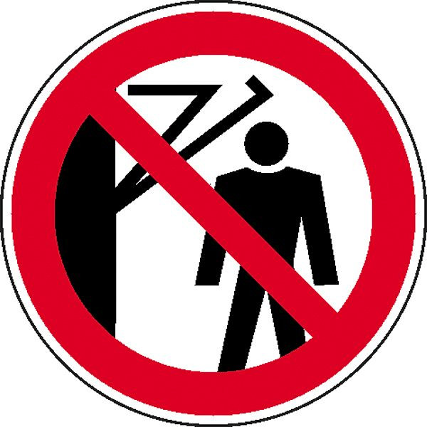 SafetyMarking Verbotsschild, Hinter den Schwenkarm treten verboten, Ø 20 cm, Folie, selbstklebend, 21.0926