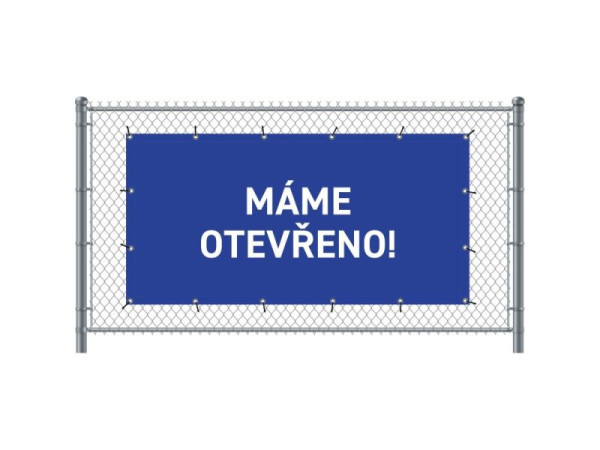 Showdown Displays Zaun-Banner 200 x 100 cm Geöffnet Tschechisch Blau, FBG200-100-I715