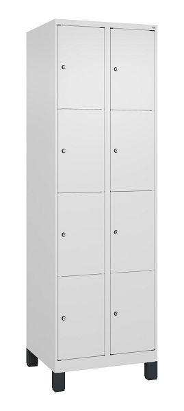 C+P Schließfachschrank Classic PLUS, Füße, 2 Abteile mit je 4 Fächern, 1950x600x500mm, 9016/9016, 080010-204 S10014