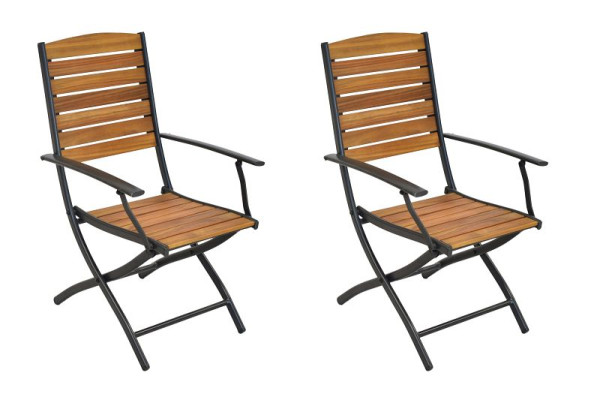 Merxx Santorin Klappsessel, 2er Set, Aluminium mit FSC Akazienholz, 50658-209
